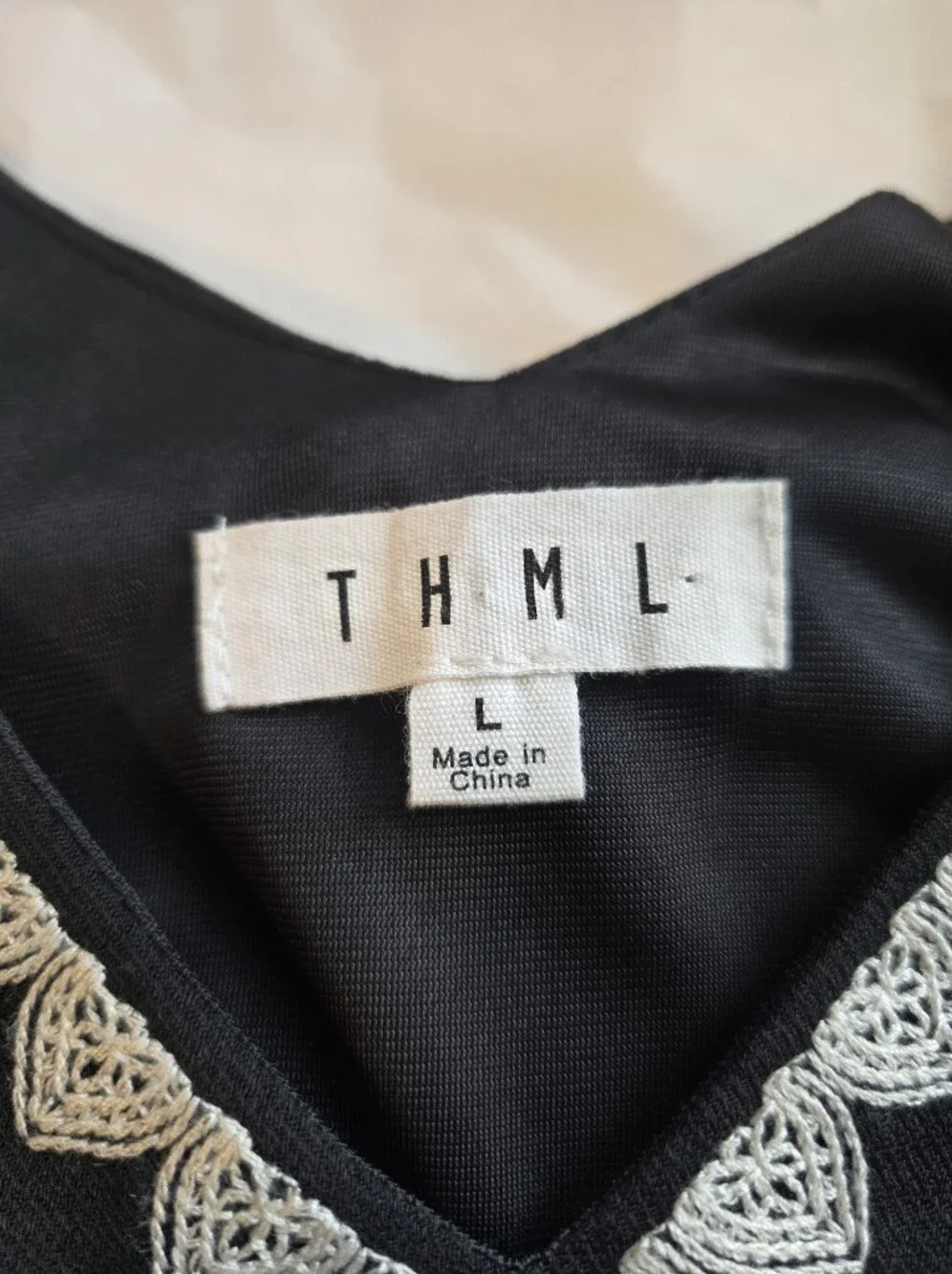 THML Black Dress with White Crochet Neck Trim - Picture 4 of 4